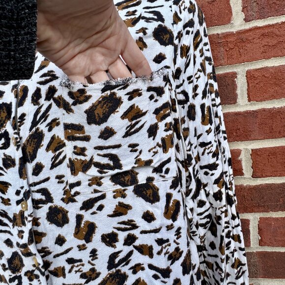 Show Me Your Mumu Marcella Oversized Button Up Shirt XXL Cheetah Print Raw Hem - Picture 4 of 12